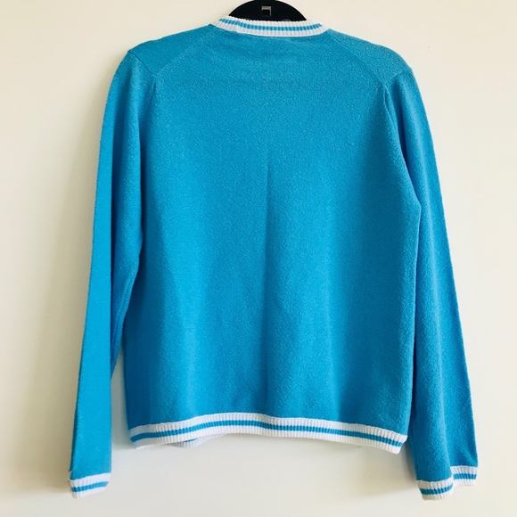 Vintage Talbott Blue/White Collegiate-Style Cardigan, Size 38 - Picture 3 of 8